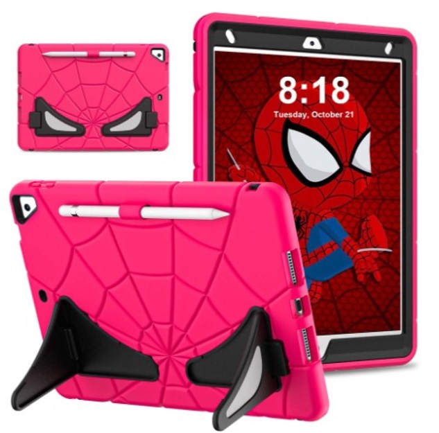 Kids Shockproof Web Case for iPad 9.7"(iPad 6/ 5 - Air 2 / Air1 / Pro 9,7) Hot Pink