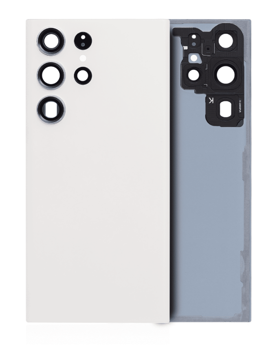 Back Cover Glass With Camera Lens For Samsung Galaxy S23 Ultra (No Logo) (Cream)
