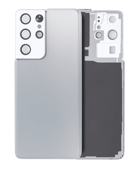 Back Cover Glass With Camera Lens For Samsung Galaxy S21 Ultra (No Logo) (Silver)