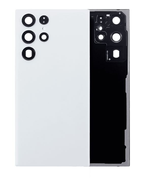 Back Cover Glass With Camera Lens For Samsung Galaxy S22 Ultra (No Logo) (White)