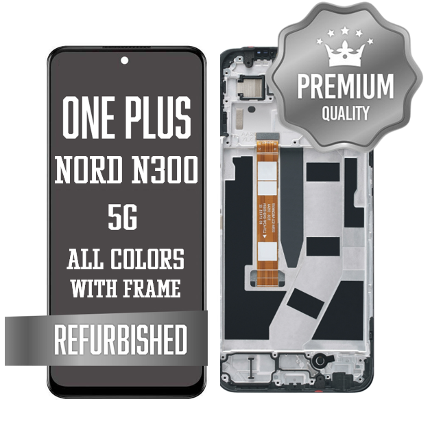 LCD with frame for OnePlus Nord N300 5G - All Colors (Premium/ Refurbished)