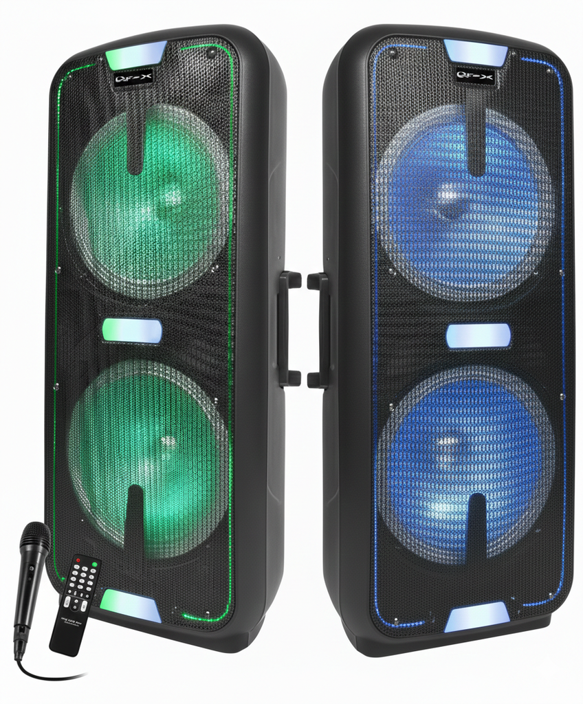 TopTech - Double 15" Bluetooth Speaker 10000 Watts with Mic (AL-1502)