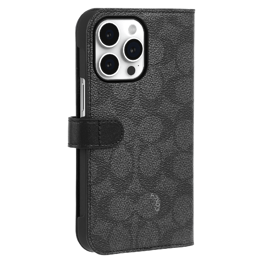 Coach - Folio Case For Apple Iphone 15 Pro Max - Signature C Charcoal