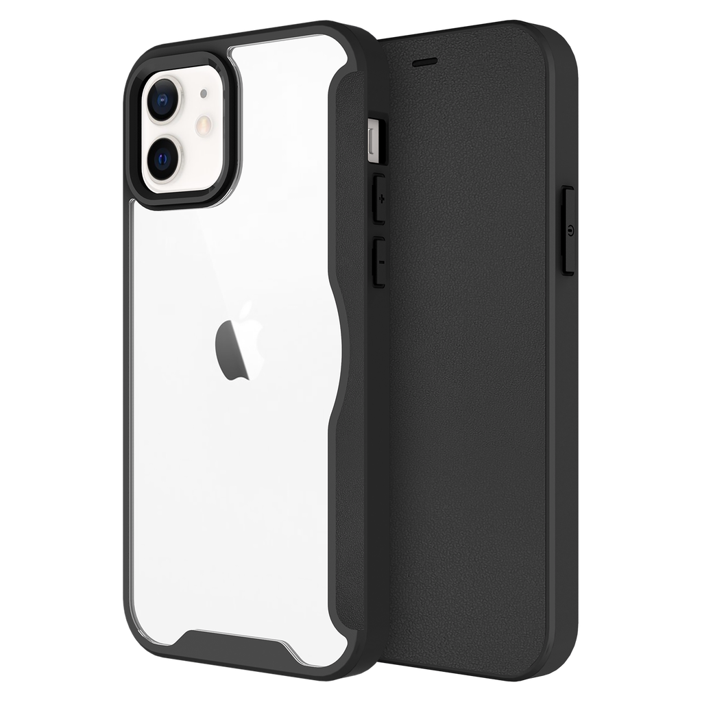 Ampd - Tpu  /  Acrylic Flip Wallet Case For Apple Iphone 12 - Black