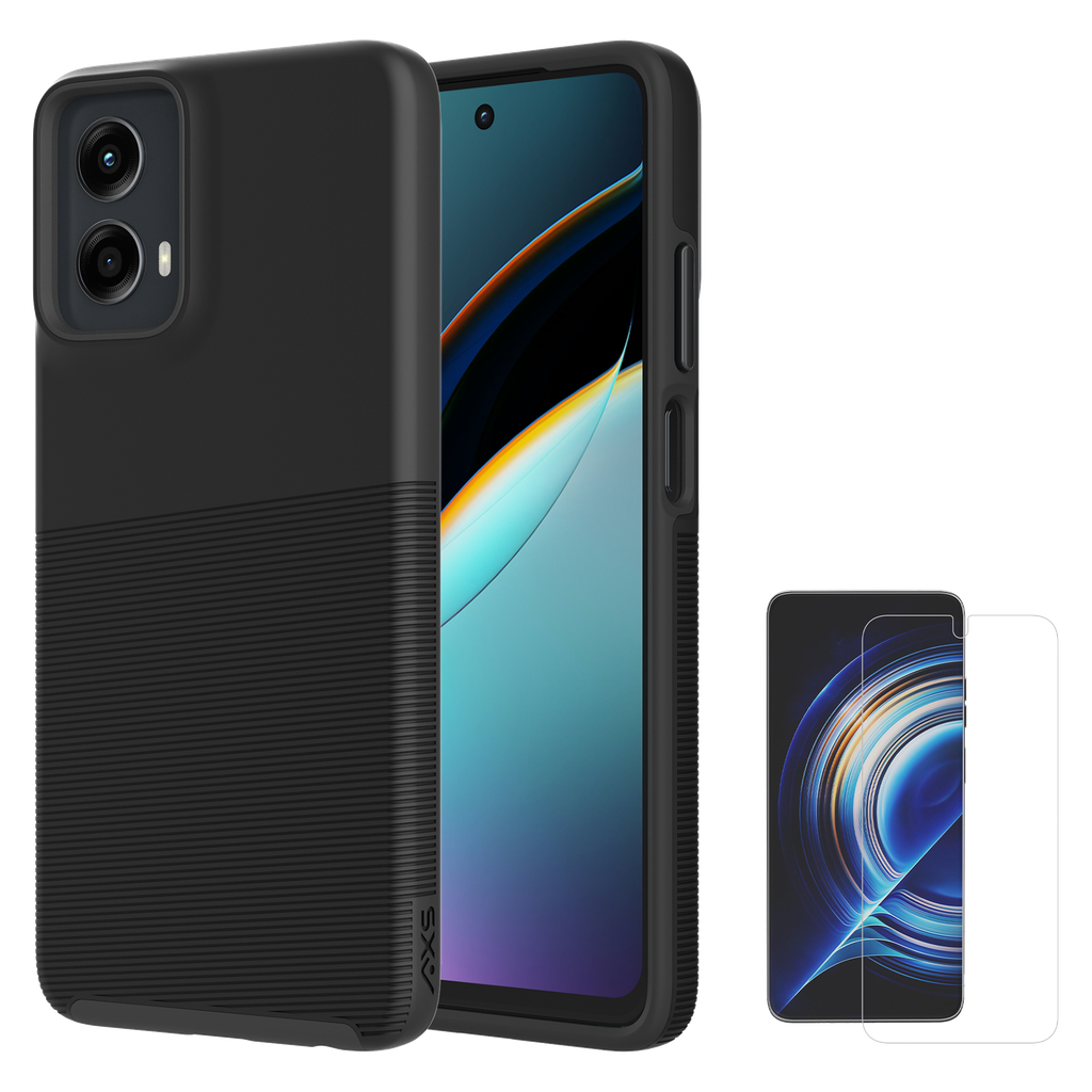 Axs - Protech Plus Case And Armorglass Screen Protector For Motorola Moto G 5g 2024 - Black