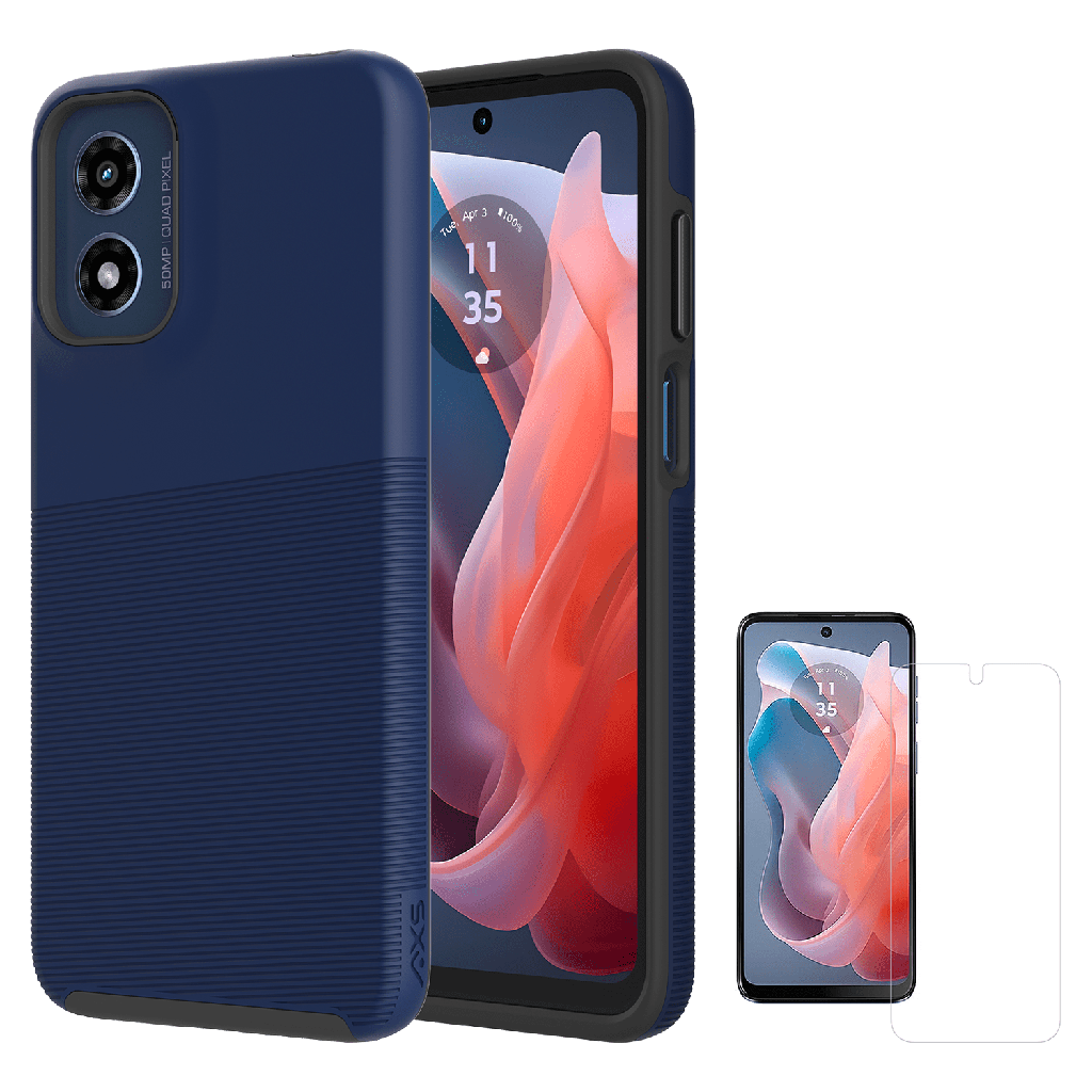 Axs - Protech Plus Case And Armorglass Screen Protector For Motorola Moto G Play 2024 - Astral Blue