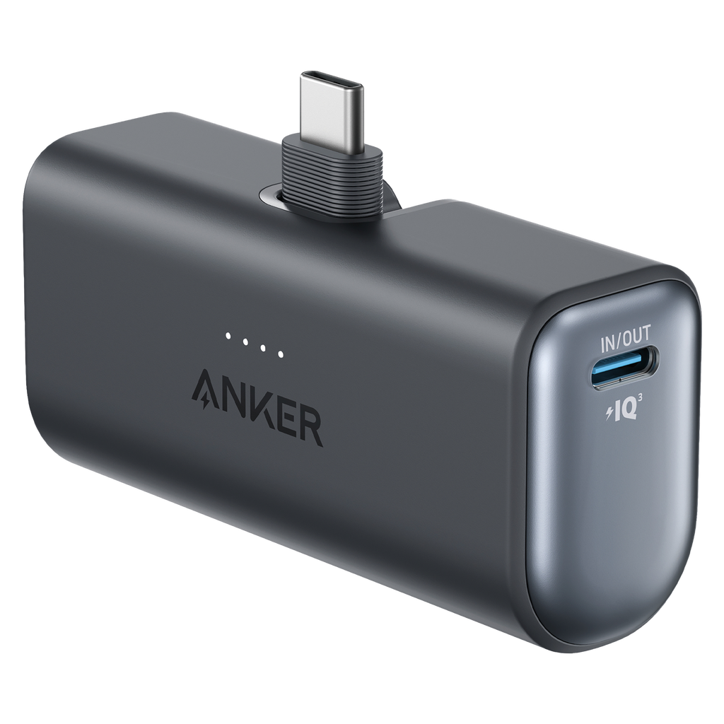Anker - Nano Power Bank With Built-in Foldable Usb-c Connector - Black