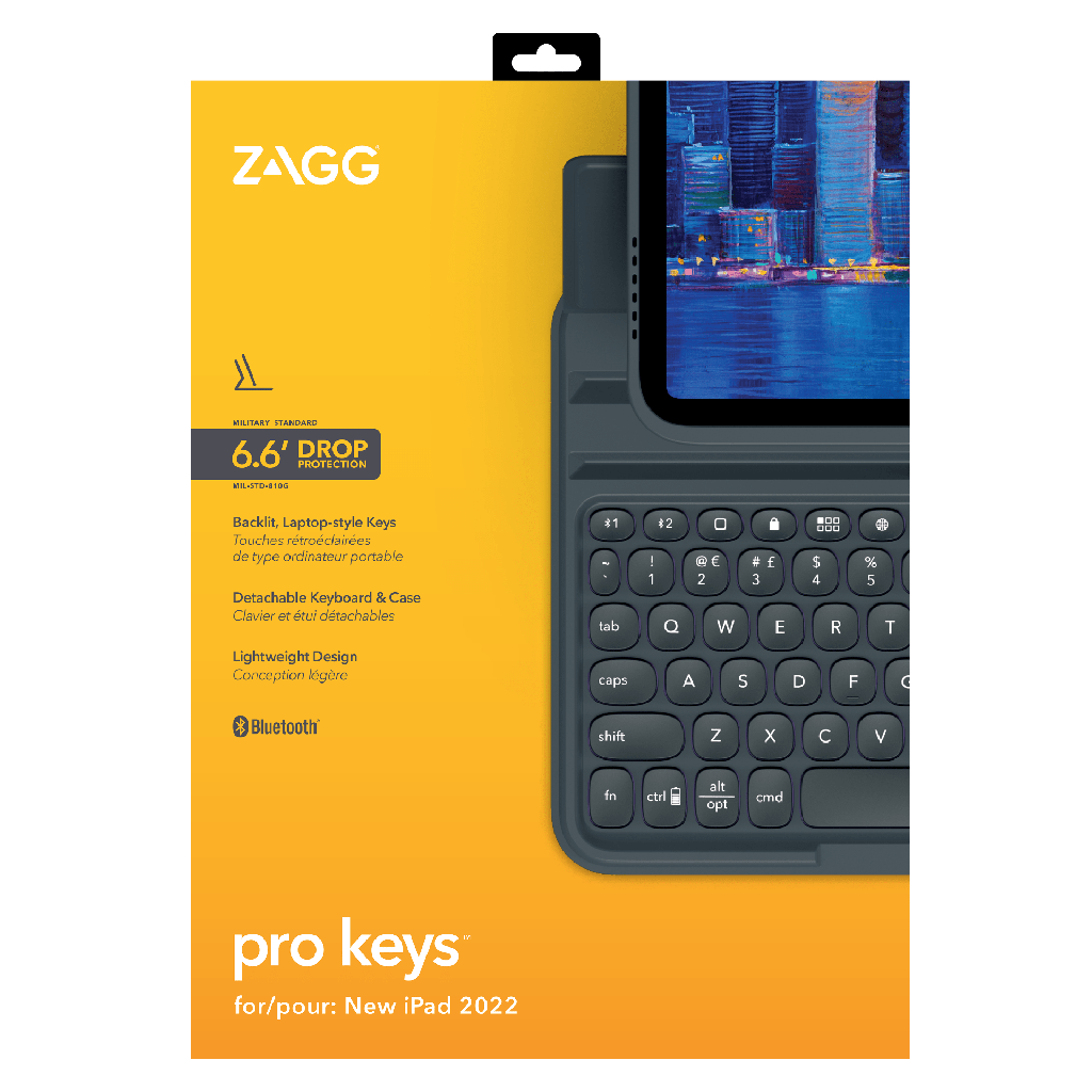 Zagg - Pro Keys Wireless Keyboard And Detachable Case For Apple Ipad 10.9 2022   /  Ipad 11th Gen  /  Ipad 11 2026 - Black And Gray