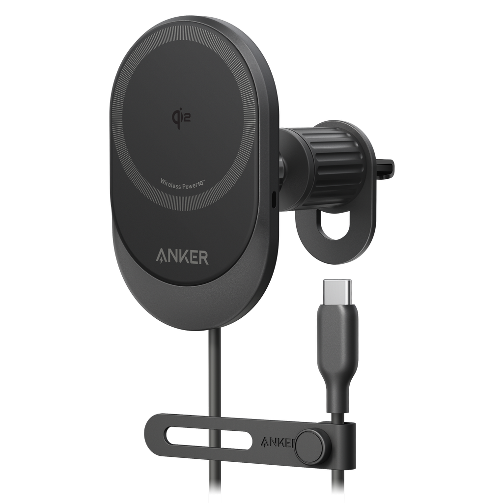 Anker - Qi2 15w Sliding Vent Car Mount Charger With 25w Car Charger - Black