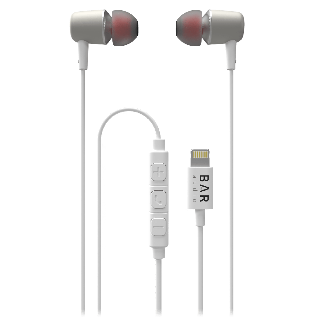 Bar Audio - Apple Lightning In Ear Wired Headphones - White