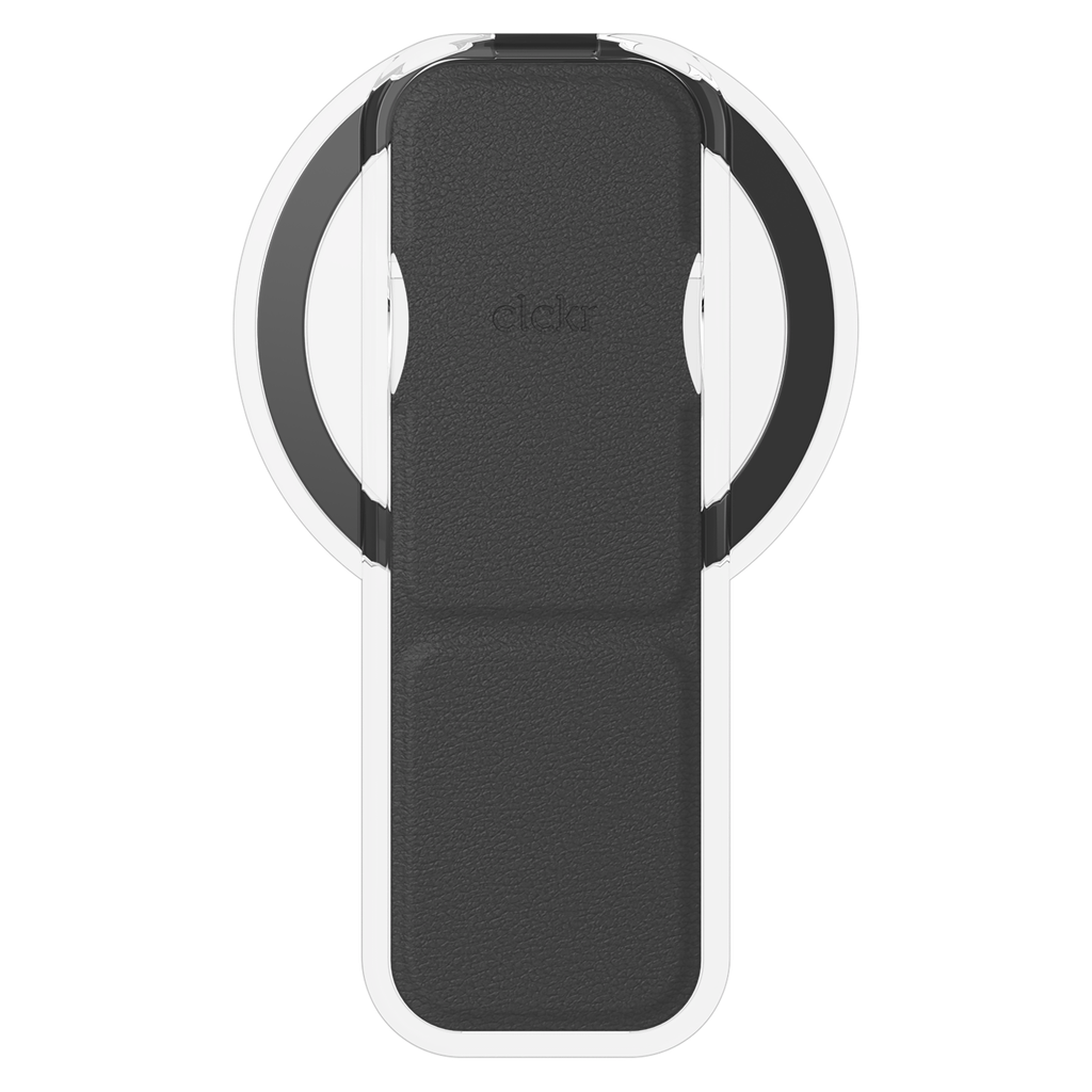 Clckr - Clear Compact Stand And Grip For Android Devices - Smooth Pu Black