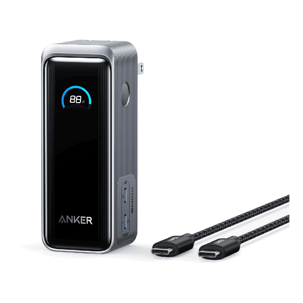Anker - Prime Power Bank 9600 Mah With Built In Usb C Cable And Fusion Wall Charger 65w - Black