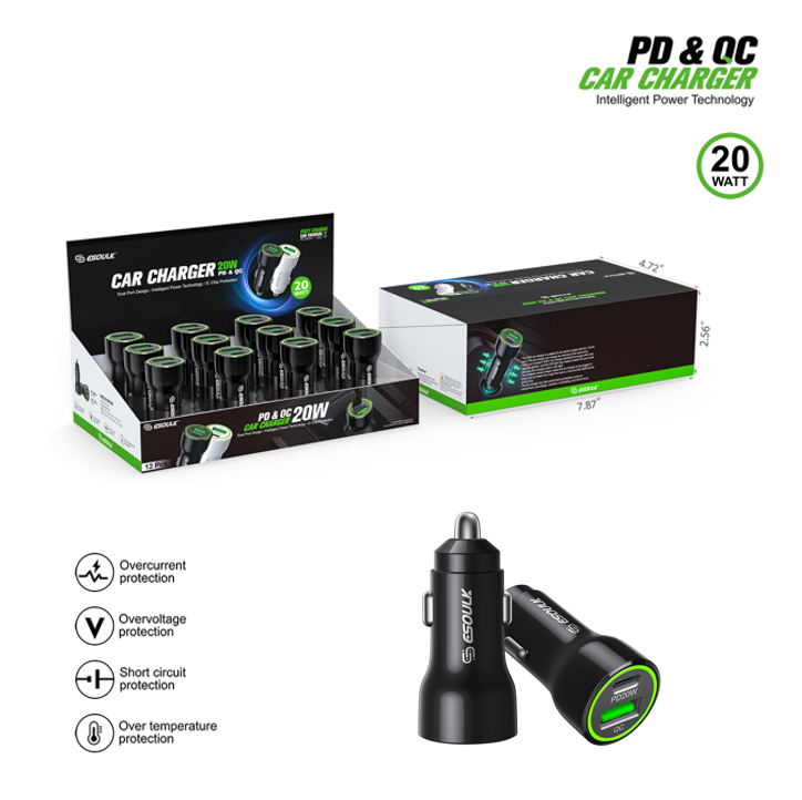 Esoulk EK2010 20W PD&QC Car Charger (12 Pcs) (Black) 