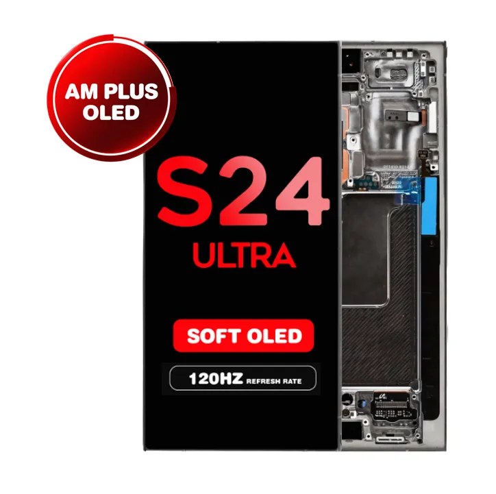 OLED Assembly for Samsung Galaxy S24 Ultra (S928) with Frame - Titanium Black (Aftermarket Plus - Soft OLED / 120Hz)