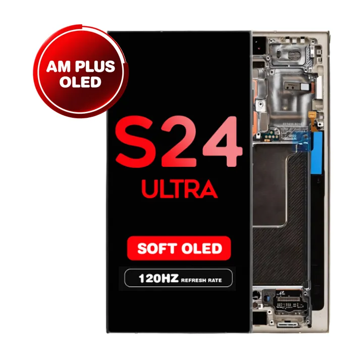 OLED Assembly for Samsung Galaxy S24 Ultra (S928) with Frame -Titanium Gray (Aftermarket Plus - Soft OLED / 120Hz)