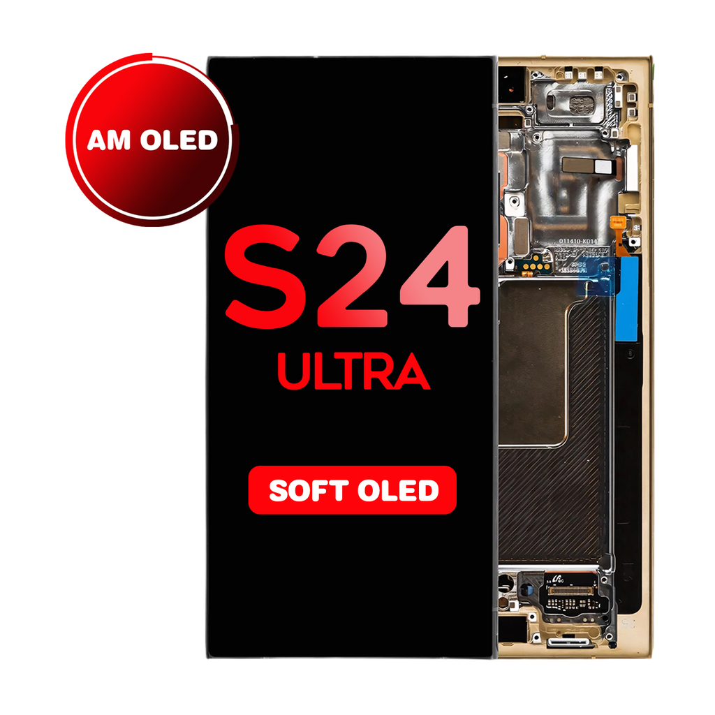 OLED Assembly for Samsung Galaxy S24 Ultra (S928) with Frame - Titanium Yellow (Aftermarket Plus - Soft OLED / 120Hz)