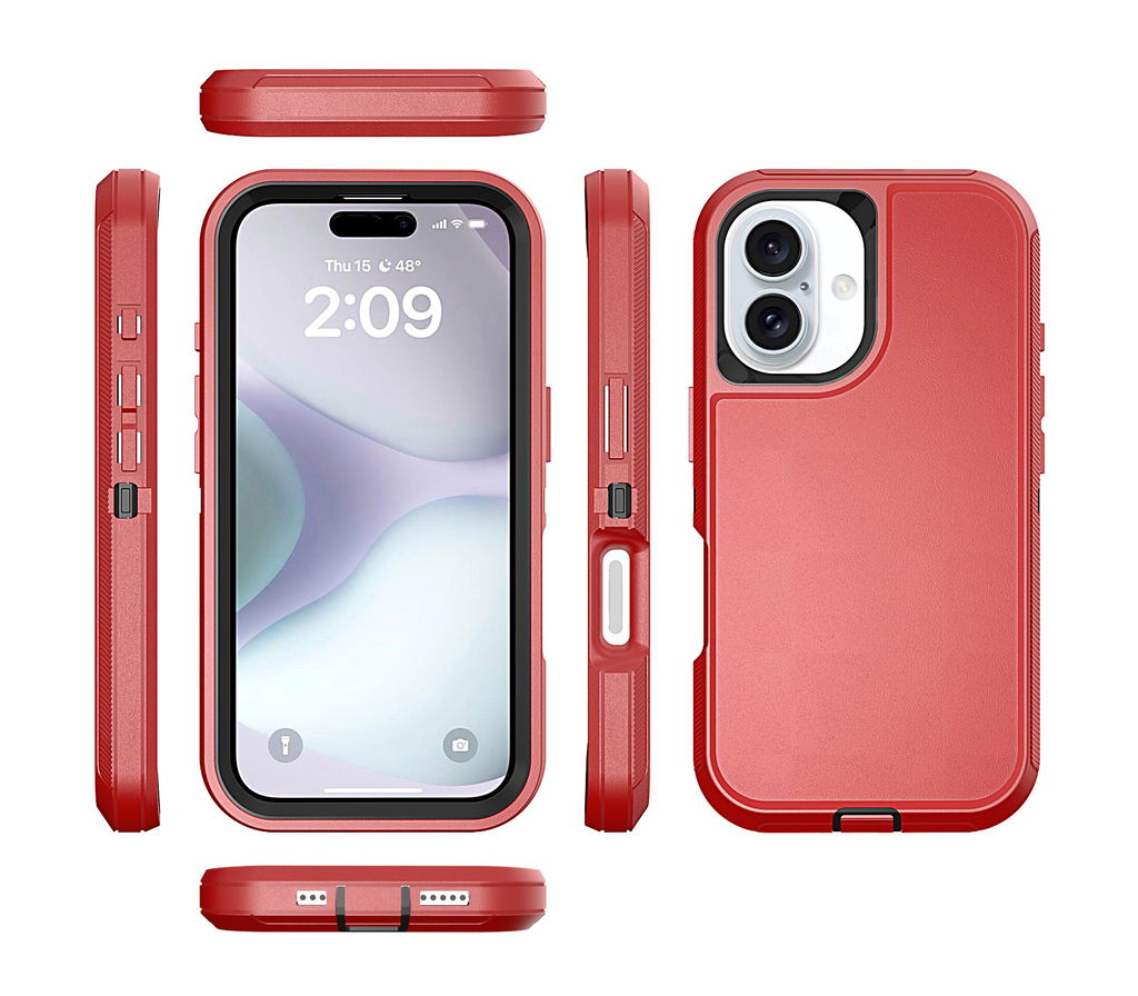  DualPro Protector Case for iPhone 16 - Red & Black