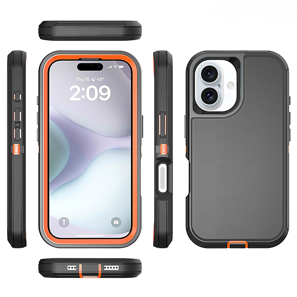  DualPro Protector Case for iPhone 16 - Black  & Orange