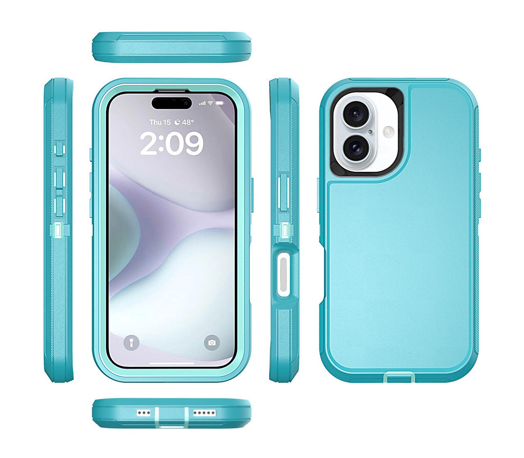  DualPro Protector Case for iPhone 16 - Teal & Light Blue
