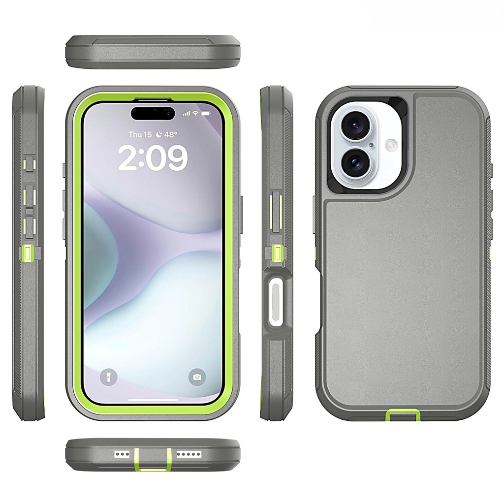  DualPro Protector Case for iPhone 16 - Dark Gray & Green