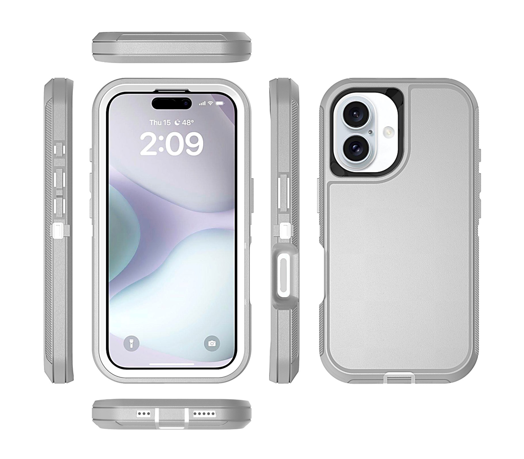  DualPro Protector Case for iPhone 16 Plus - Gray & White