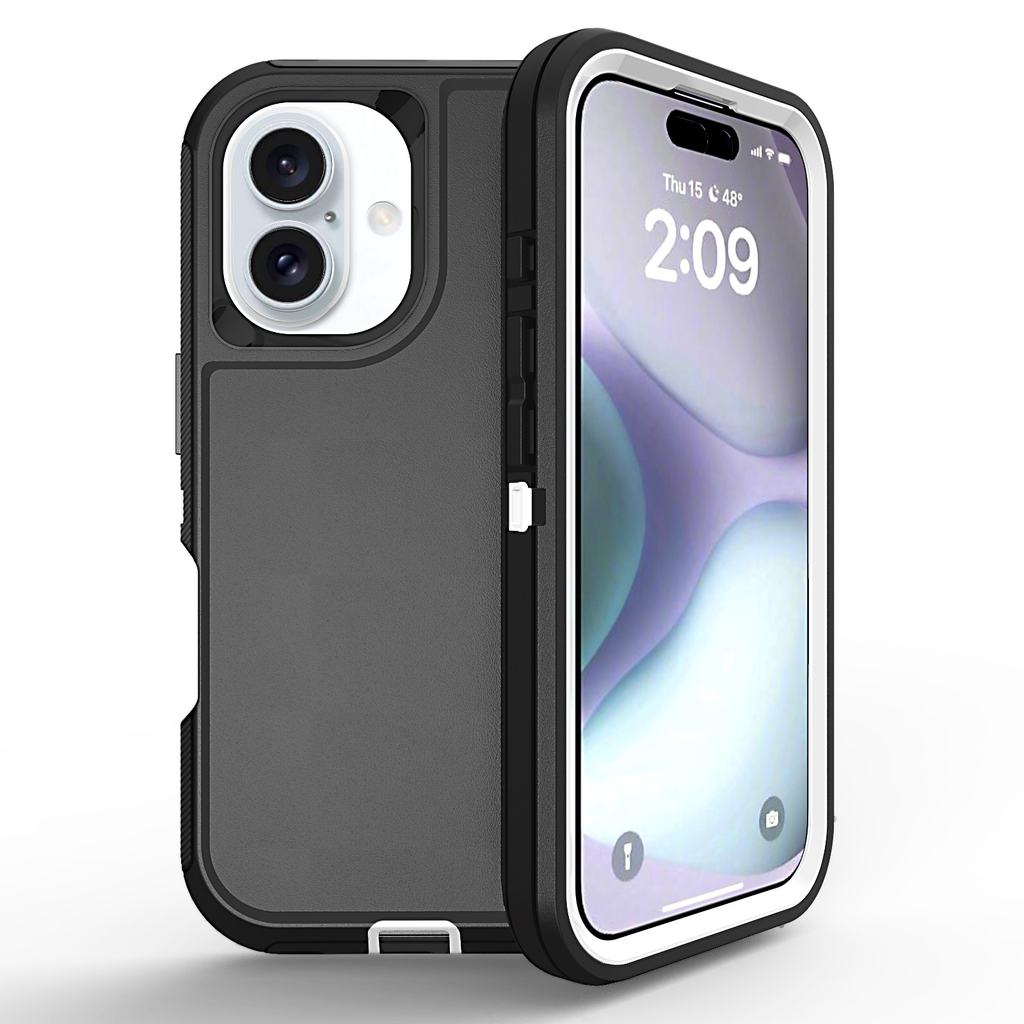  DualPro Protector Case for iPhone 16 Plus - Black  & White