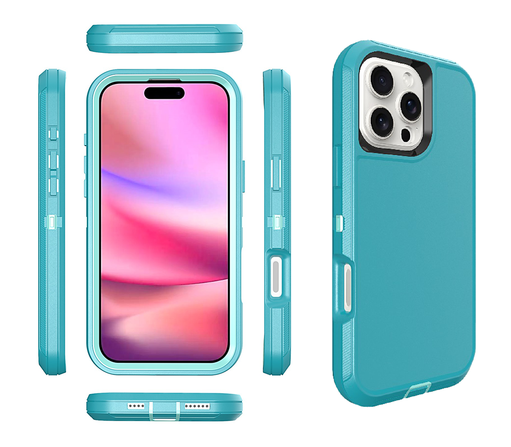  DualPro Protector Case for iPhone 16 Pro - Teal & Light Blue