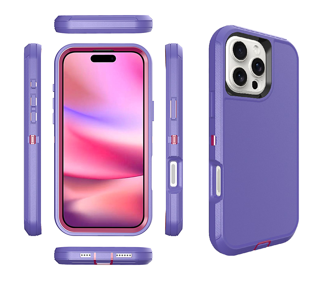  DualPro Protector Case for iPhone 16 Pro - Purple & Pink