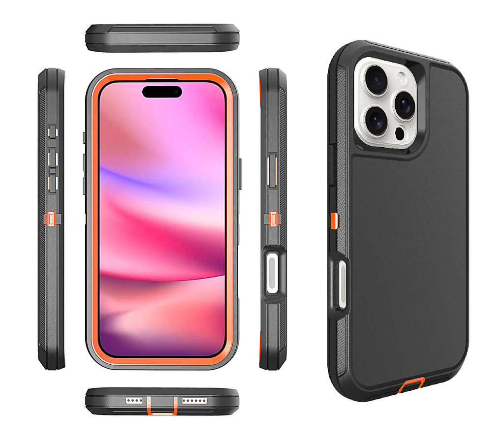  DualPro Protector Case for iPhone 16 Pro - Black  & Orange