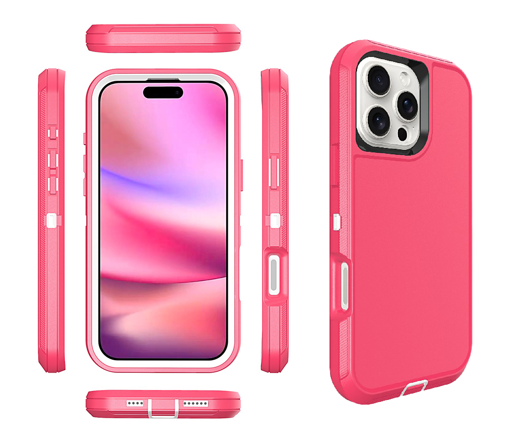  DualPro Protector Case for iPhone 16 Pro Max - Pink & White