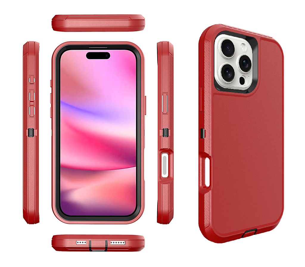  DualPro Protector Case for iPhone 16 Pro Max - Red & Black