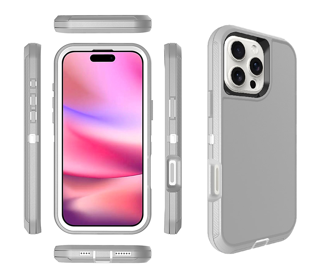  DualPro Protector Case for iPhone 16 Pro Max - Gray & White