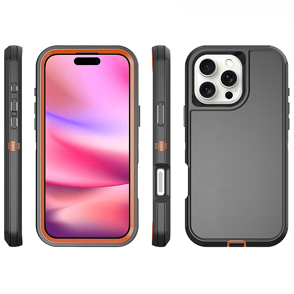  DualPro Protector Case for iPhone 16 Pro Max - Black  & Orange