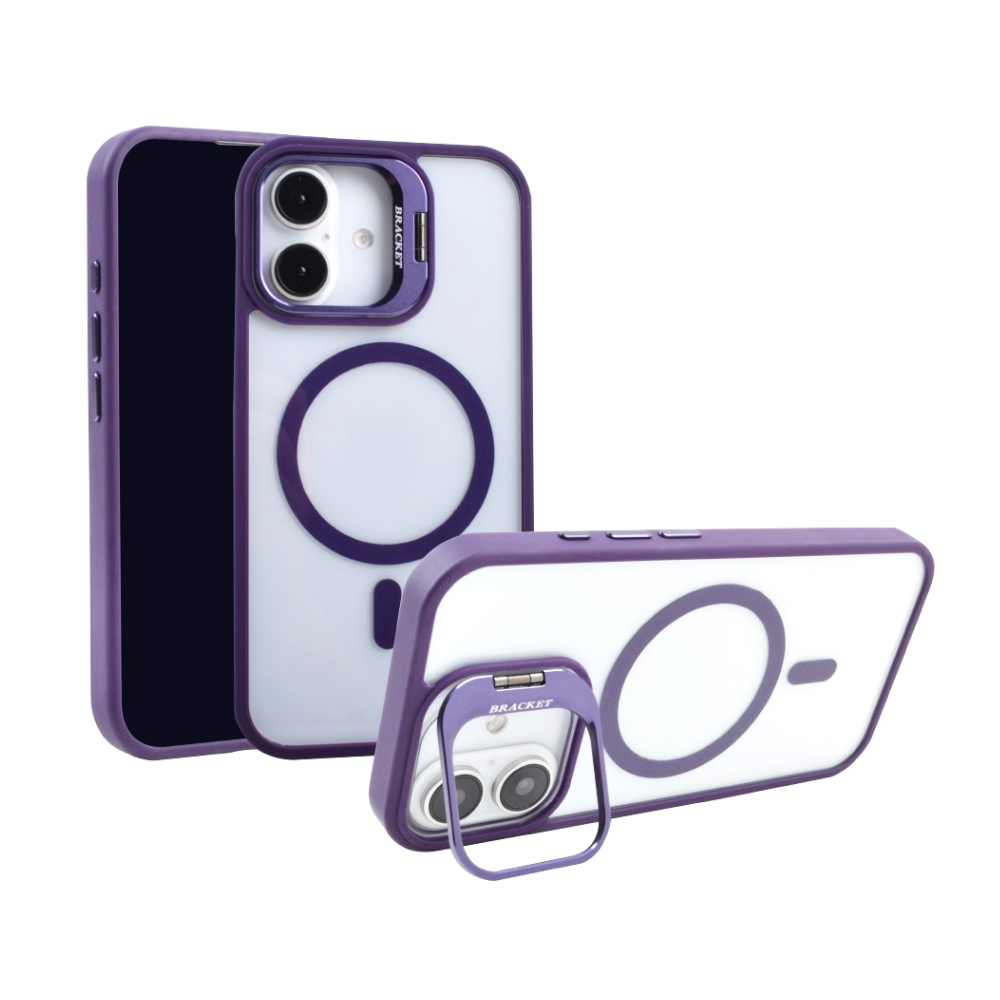 Magsafe Clear Camera Stand Case for  iPhone 16 - Purple