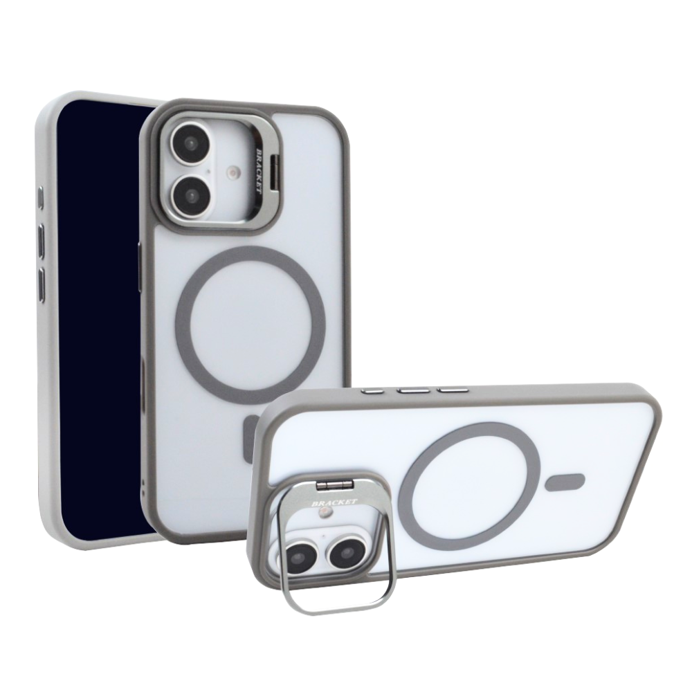 Magsafe Clear Camera Stand Case for  iPhone 16 - Gray