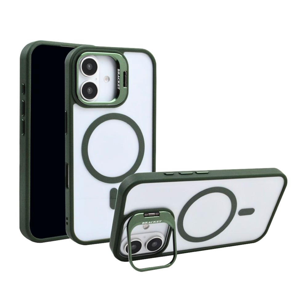Magsafe Clear Camera Stand Case for  iPhone 16 - Green