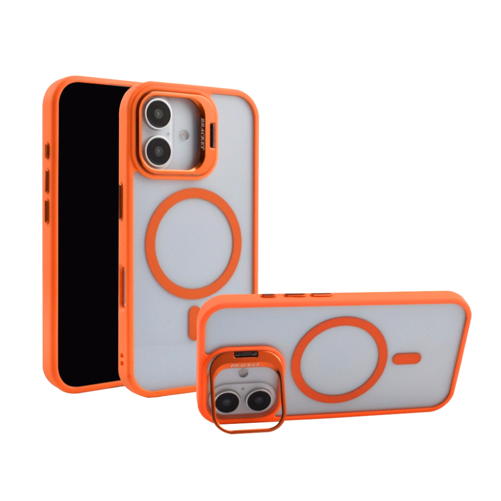 Magsafe Clear Camera Stand Case for  iPhone 16 - Orange
