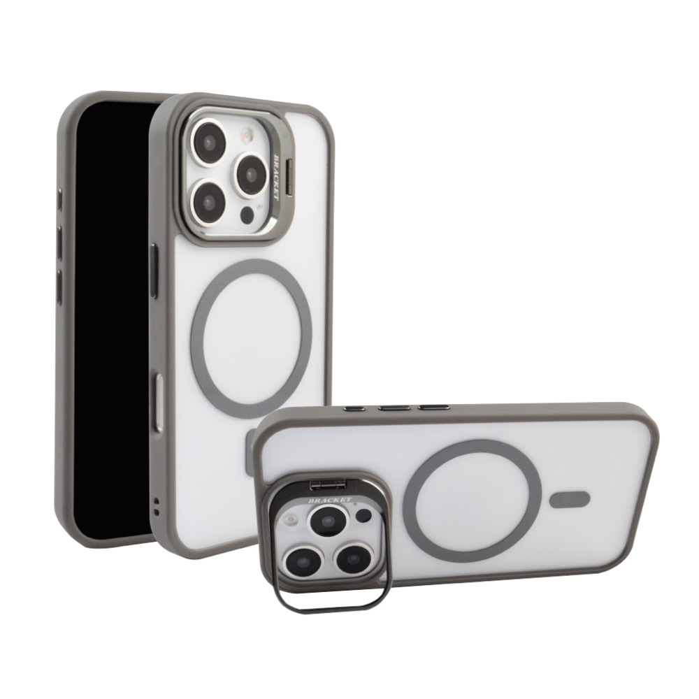 Magsafe Clear Camera Stand Case for  iPhone 16 Pro Max - Gray