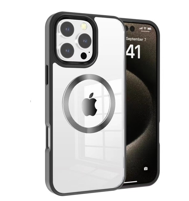 Metal Wireless Charging Case for iPhone 16 Pro Max - Black