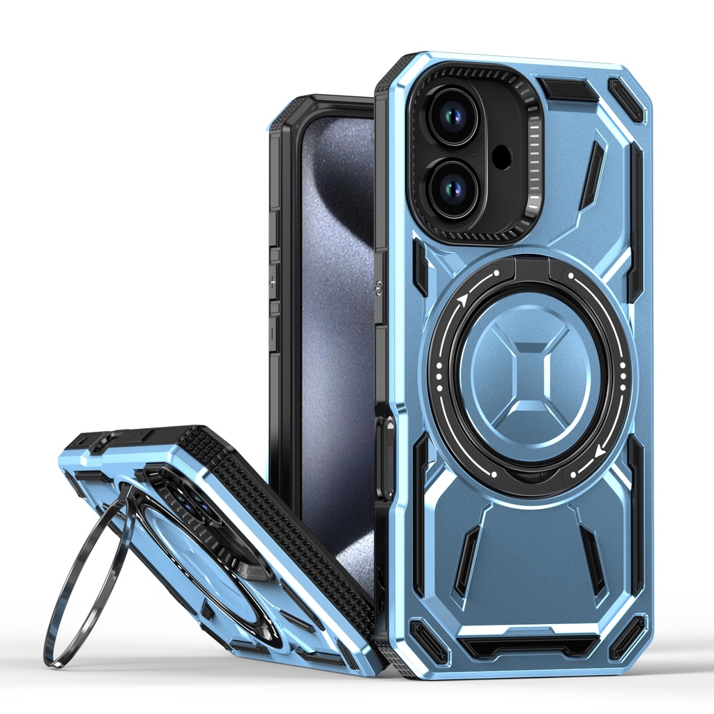 Armor Rotate Stand Case with Magsafe for iPhone 16 Plus - Light Blue