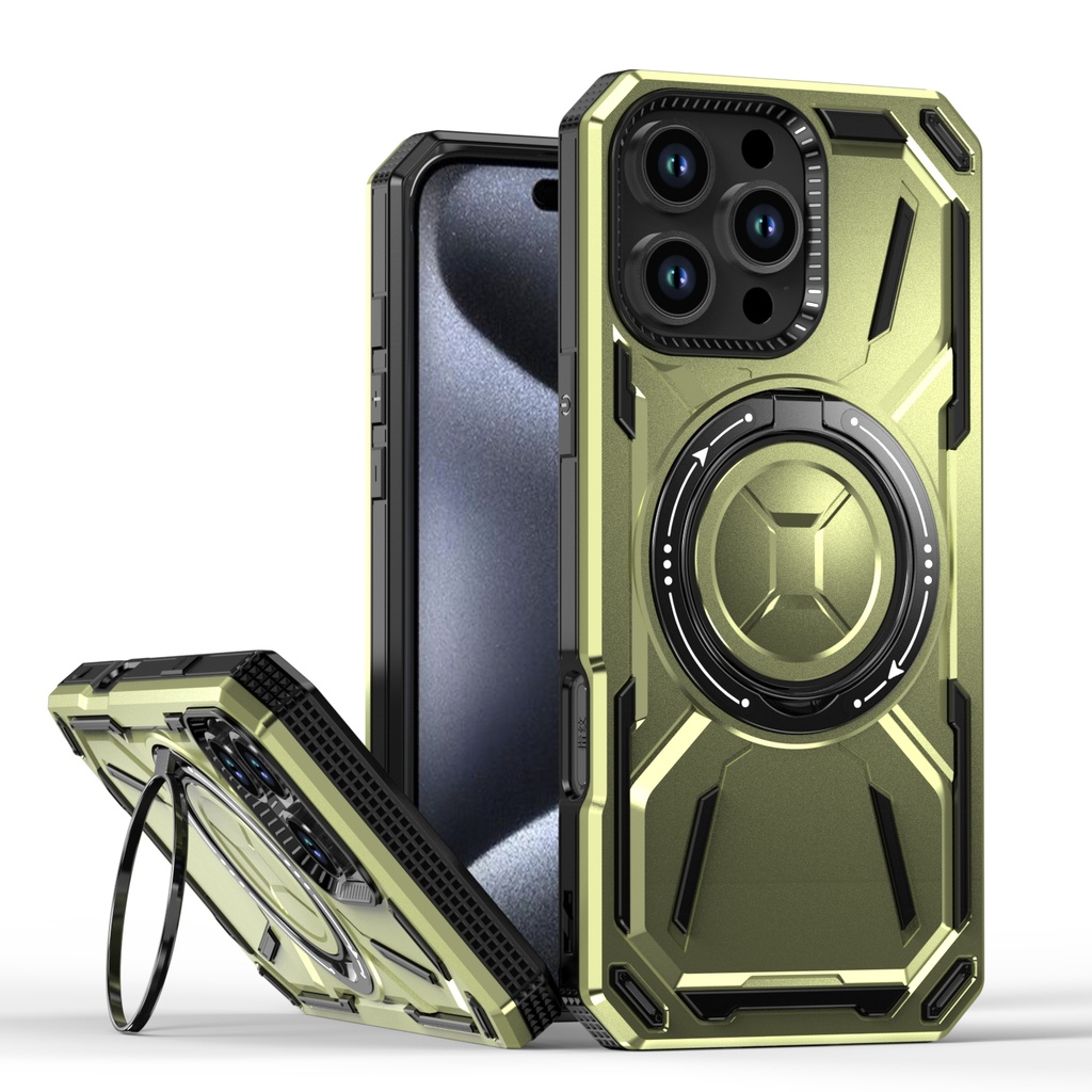 Armor Rotate Stand Case with Magsafe for iPhone 16 Pro - Army Green