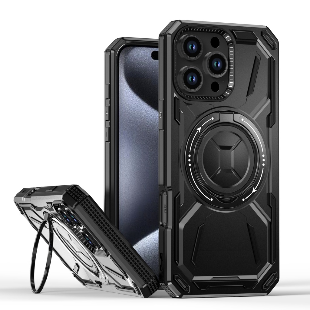 Armor Rotate Stand Case with Magsafe for iPhone 16 Pro Max - Black