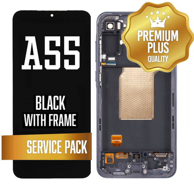 OLED Assembly For Samsung Galaxy A55 (A556/2024) with Frame - Black / Navy (Service Pack)