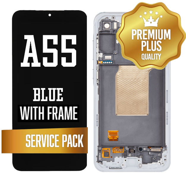 OLED Assembly For Samsung Galaxy A55 (A556/2024) with Frame - Blue (Service Pack)