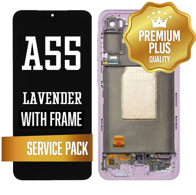 OLED Assembly For Samsung Galaxy A55 (A556/2024) with Frame - Lavender / Lilac (Service Pack)