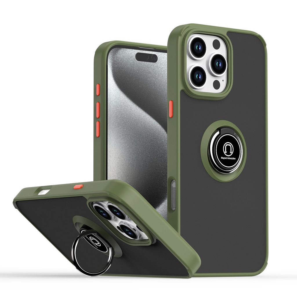 Matte Ring Case for iPhone 16 Plus - Army Green