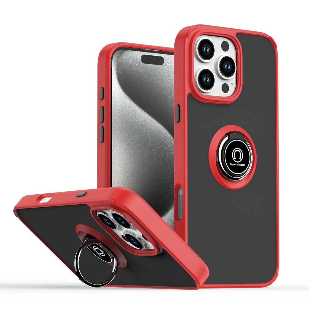 Matte Ring Case for iPhone 16 Pro - Red