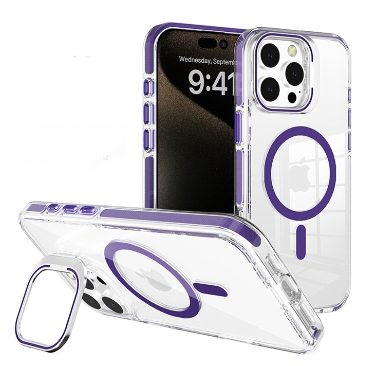 Crystal Camera Stand Case with Magsafe for  iPhone 16 - Dark Blue