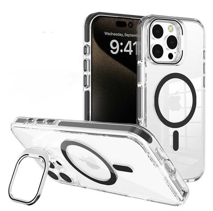 Crystal Camera Stand Case with Magsafe for  iPhone 16 Pro Max - Black