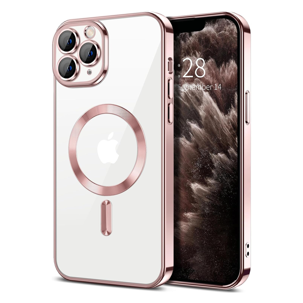 Colorful Clear Case with Magsafe for iPhone 16 Pro Max - Pink